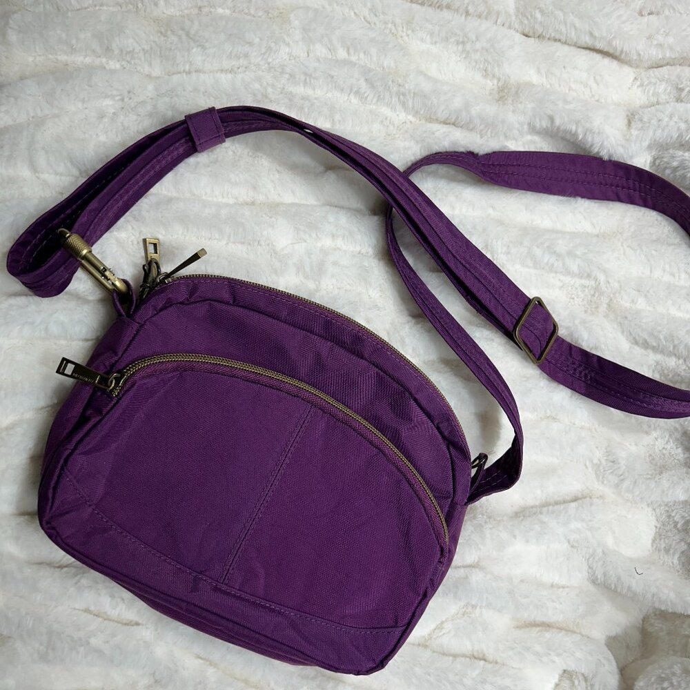 EUC Travelon Anti-Theft Signature Small Crossbody Bag in Purple